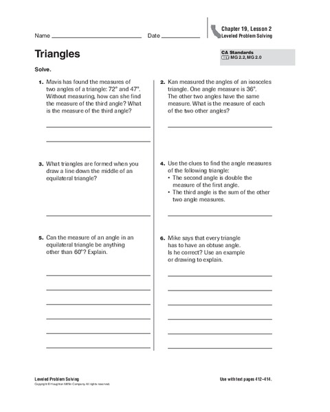 Triangles Worksheet
