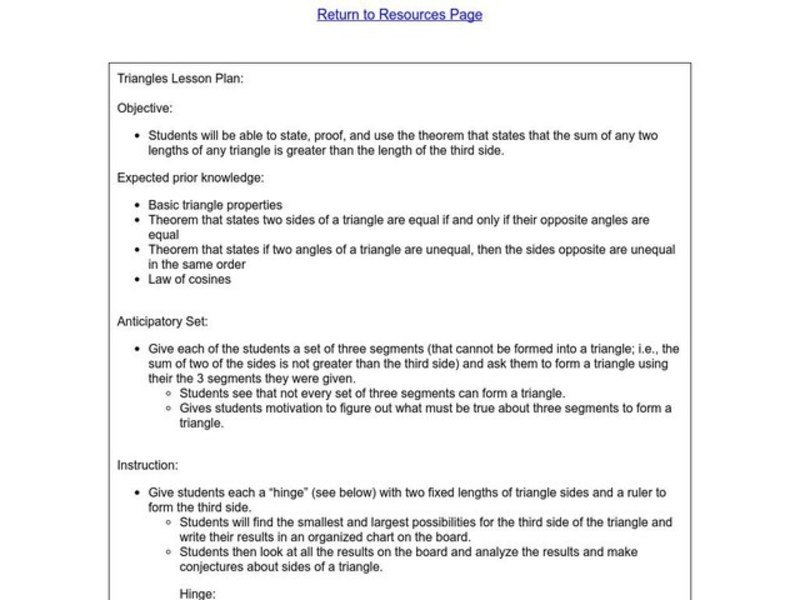 Triangles Worksheet