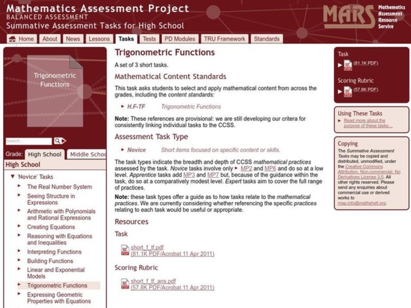 Trigonometric Functions Worksheet
