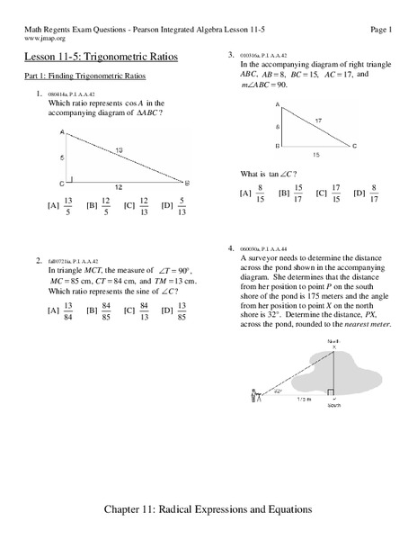 Trigonometric Ratios Worksheet