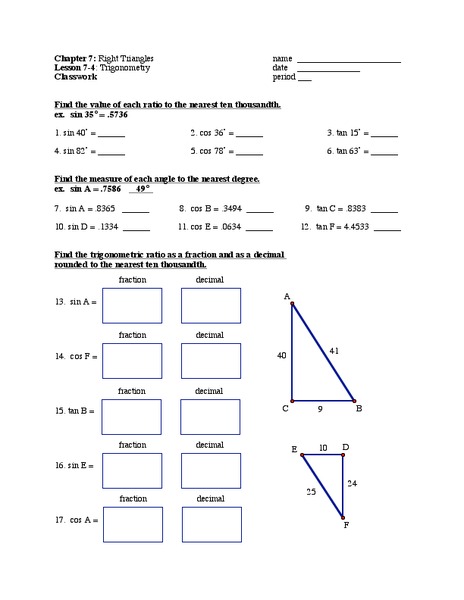 Trigonometry Worksheet