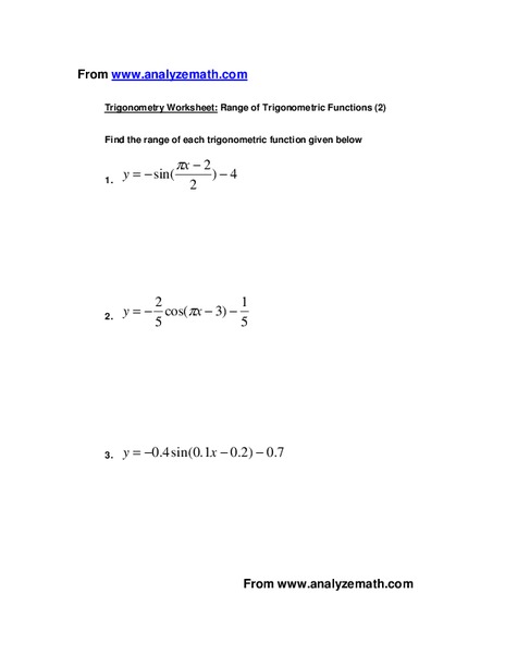 Trigonometry Worksheet Worksheet