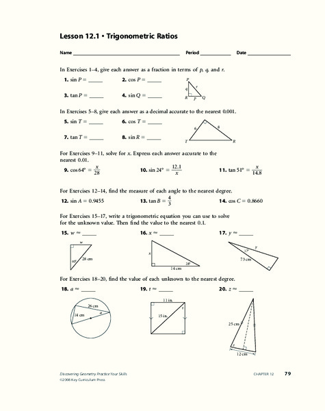 Trigonometric Ratios Worksheet