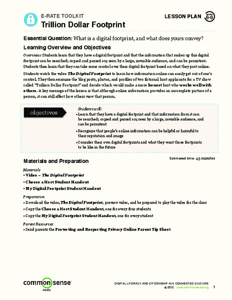 Trillion Dollar Footprint Lesson Plan