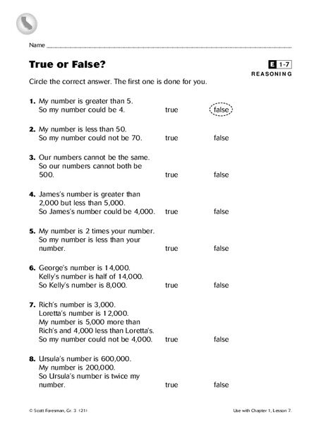 True or False? Worksheet