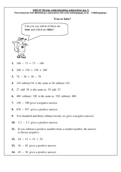 True or False? Worksheet