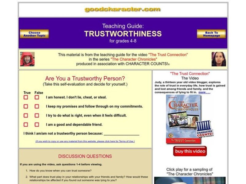 Trustworthiness Worksheet