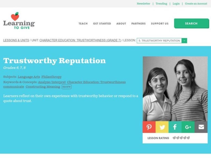 Trustworthy Reputation Lesson Plan