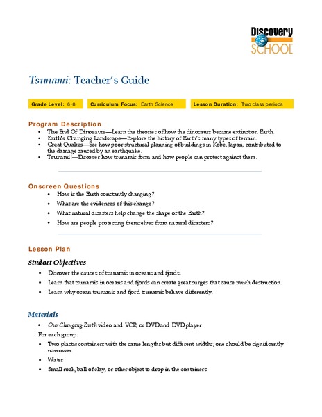Tsunami Lesson Plan