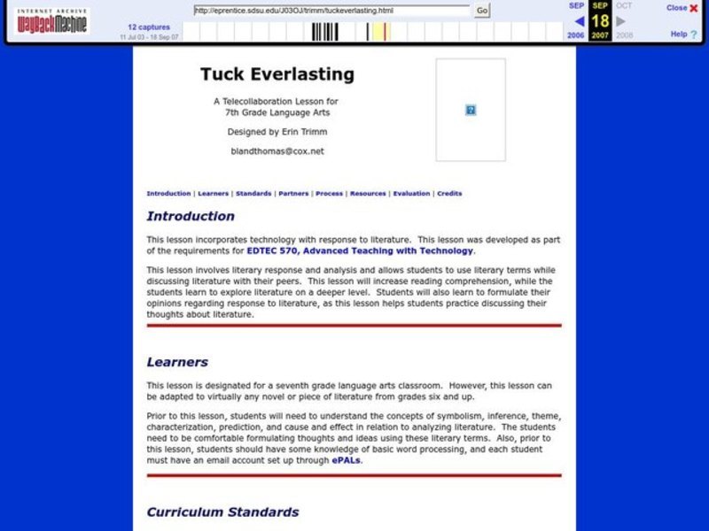 Tuck Everlasting Lesson Plan
