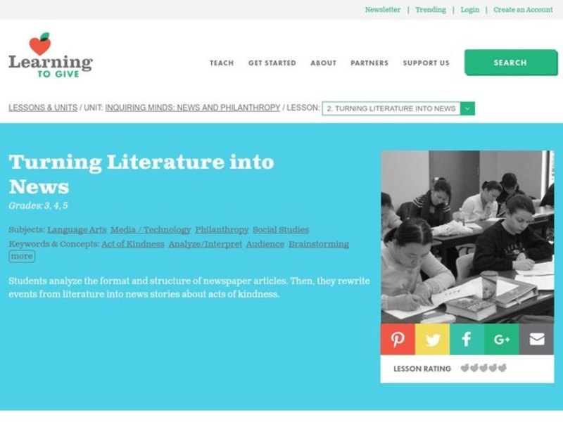 Turning Literature into News Lesson Plan
