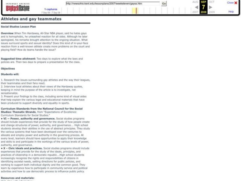 Athletes And Gay Teammates Lesson Plan