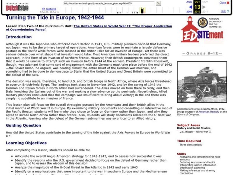 Turning the Tide in Europe, 1942-1944 Lesson Plan