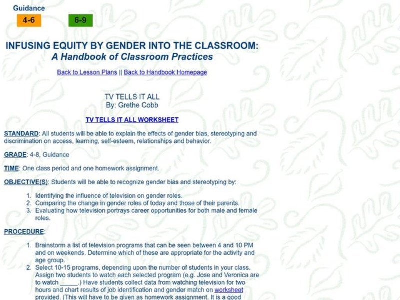 TV TELLS IT ALL Lesson Plan