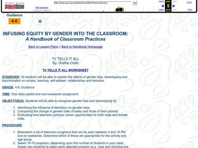 TV Tells it All Lesson Plan