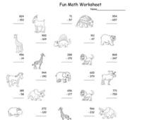 Two and Three Digit Subtraction with Regrouping Worksheet