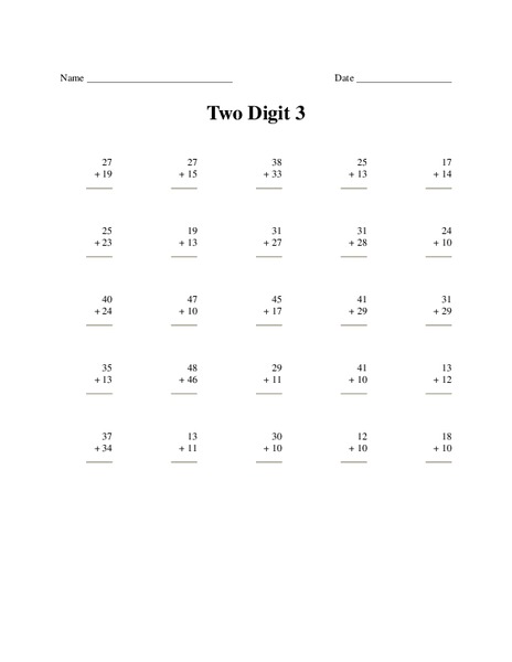 Two Digit 3 Worksheet