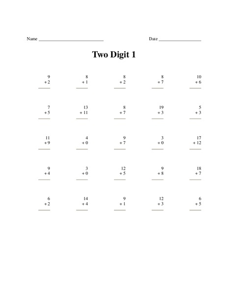 Two Digit 1 Worksheet