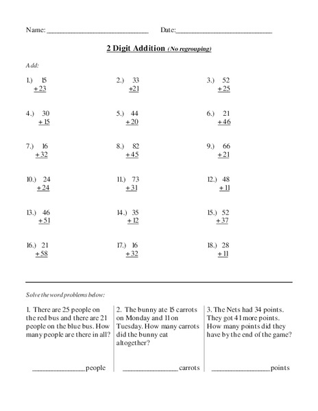 Two Digit Addition Lesson Plan