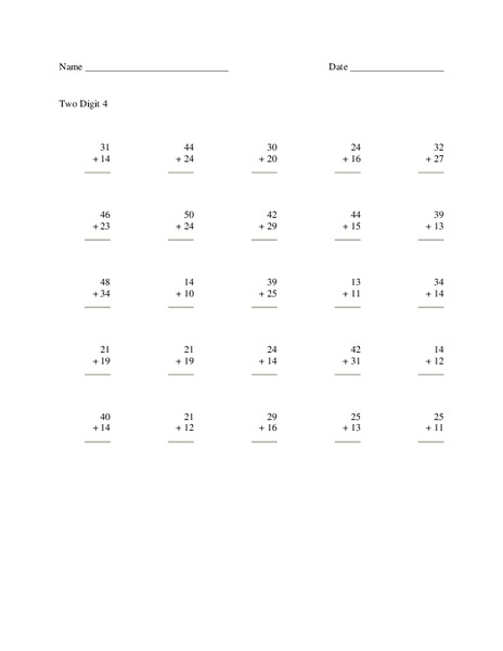 Two Digit 4 Worksheet