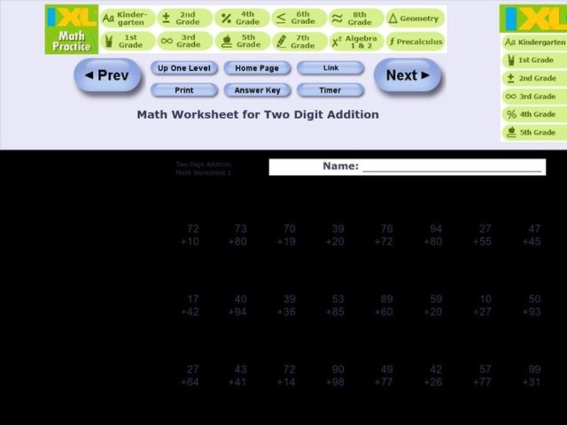 Two Digit Addition Worksheet