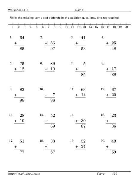 Two Digit Addition Without Regrouping Worksheet