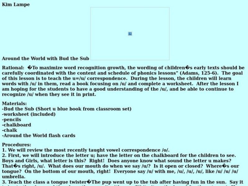 Around the World with Bud the Sub Lesson Plan