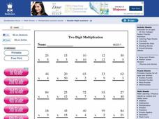 Two Digit Multiplication Worksheet