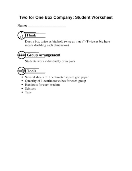 Two for One Box Company Worksheet