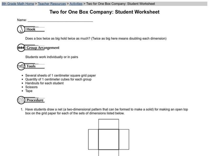 Two for One Box Company Activity