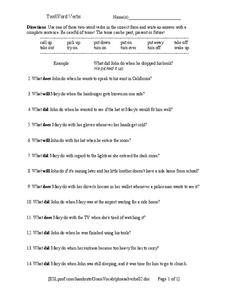 Two Word Verbs Worksheet