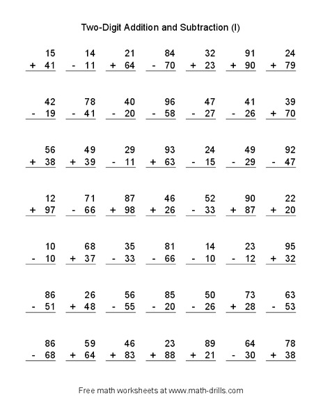 Two-Digit Addition and Subtraction Worksheet