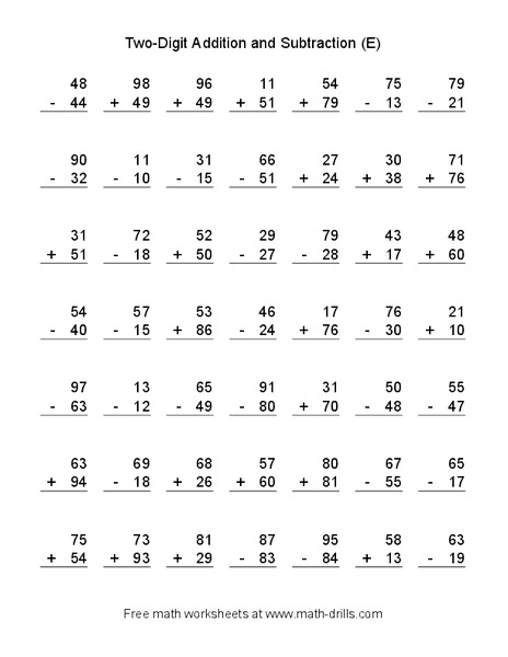 Two-Digit Addition and Subtraction Worksheet