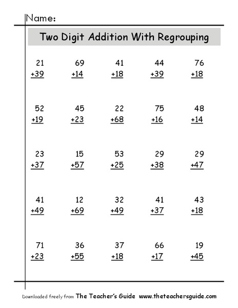 Two-Digit Addition With Regrouping #4 Worksheet