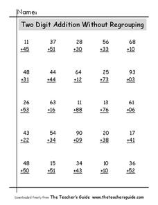 Two-Digit Addition Without Regrouping Worksheet