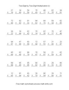 Two-Digit by Two-Digit Multiplication (I) Worksheet