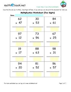 Two-Digit Multiplication Worksheet