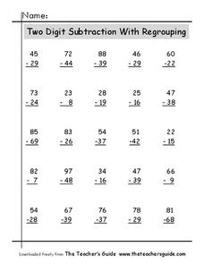 Two-Digit Subtraction with Regrouping Worksheet