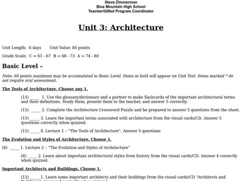 Architecture Lesson Plan
