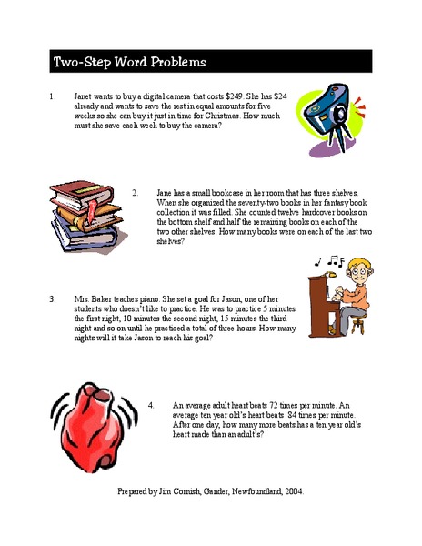 Two-Step Word Problems Worksheet