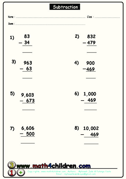 Two-Digit Subtraction Worksheet