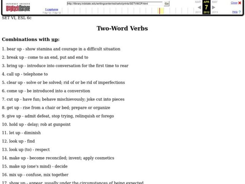 Two-Word Verbs Worksheet