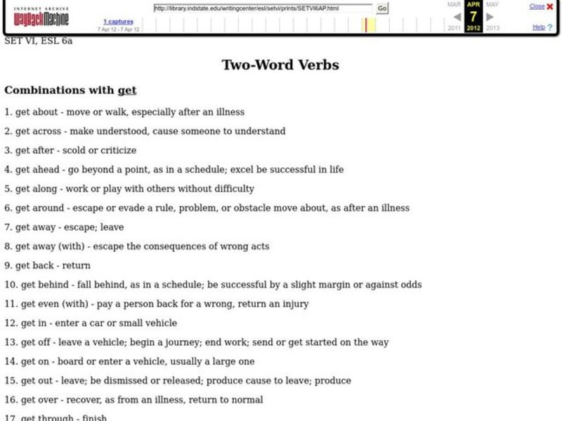 Two-Word Verbs Worksheet