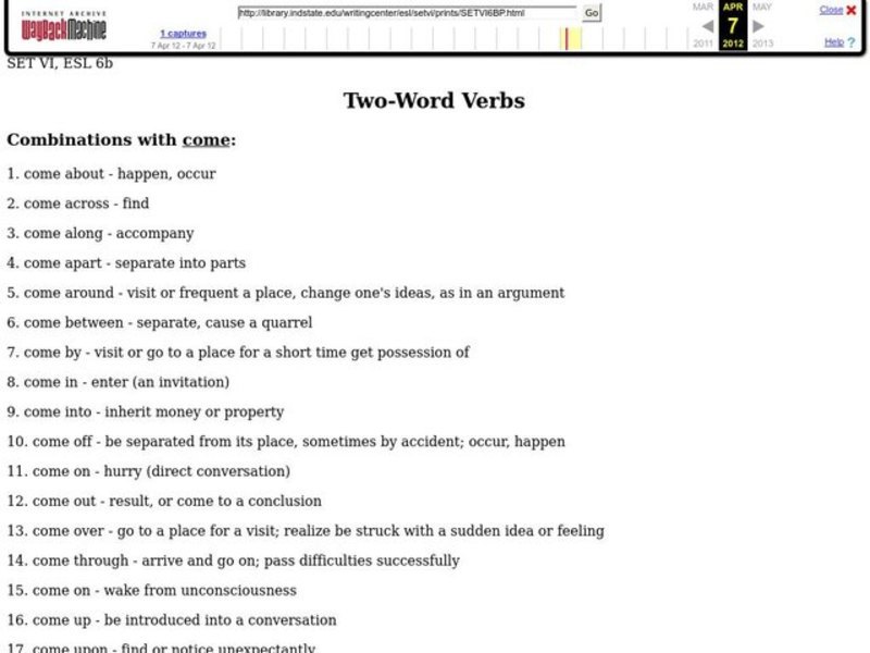 Two-Word Verbs Worksheet