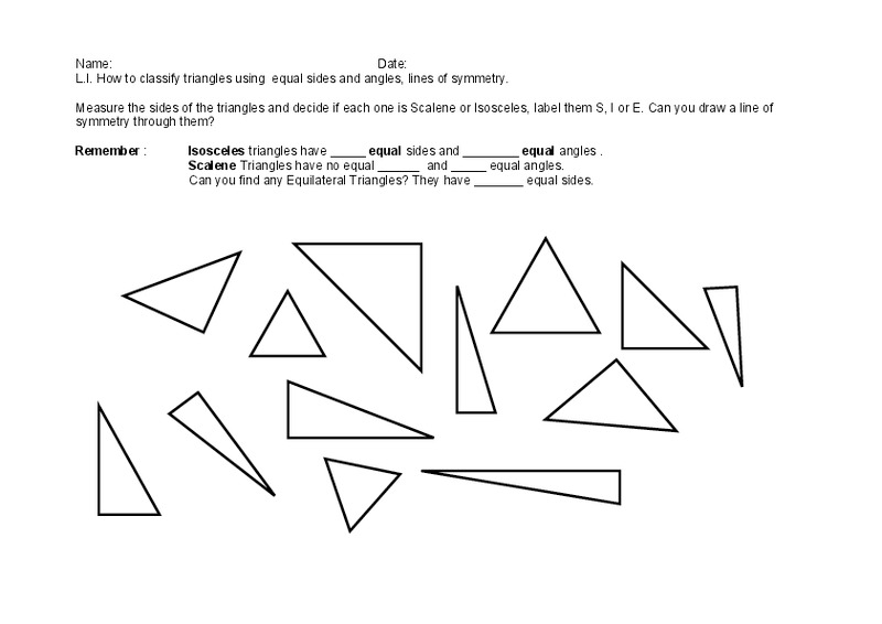 Types of Triangles Worksheet