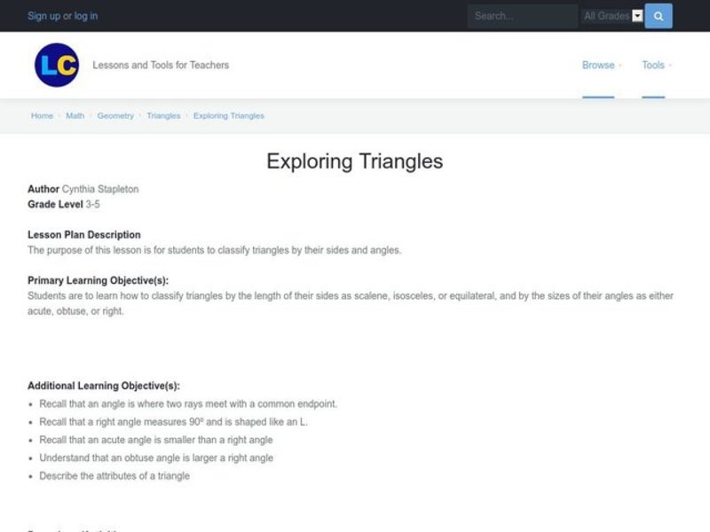 Types of Triangles Lesson Plan