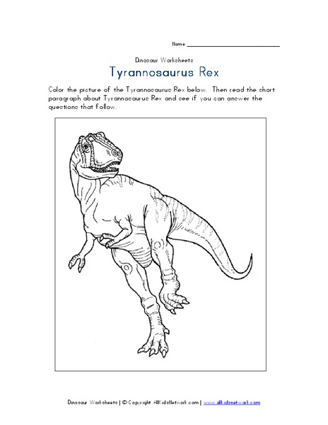 Tyrannosaurus Rex Worksheet