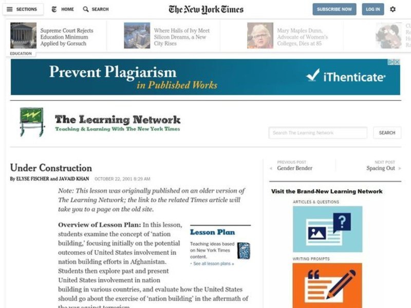 Under Construction Lesson Plan