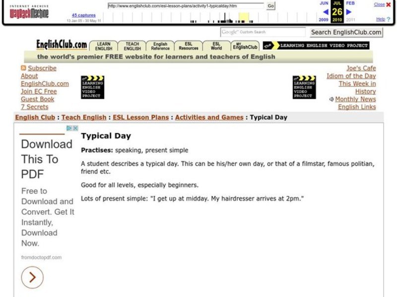 Typical Day Lesson Plan