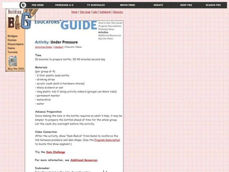 Under Pressure Lesson Plan